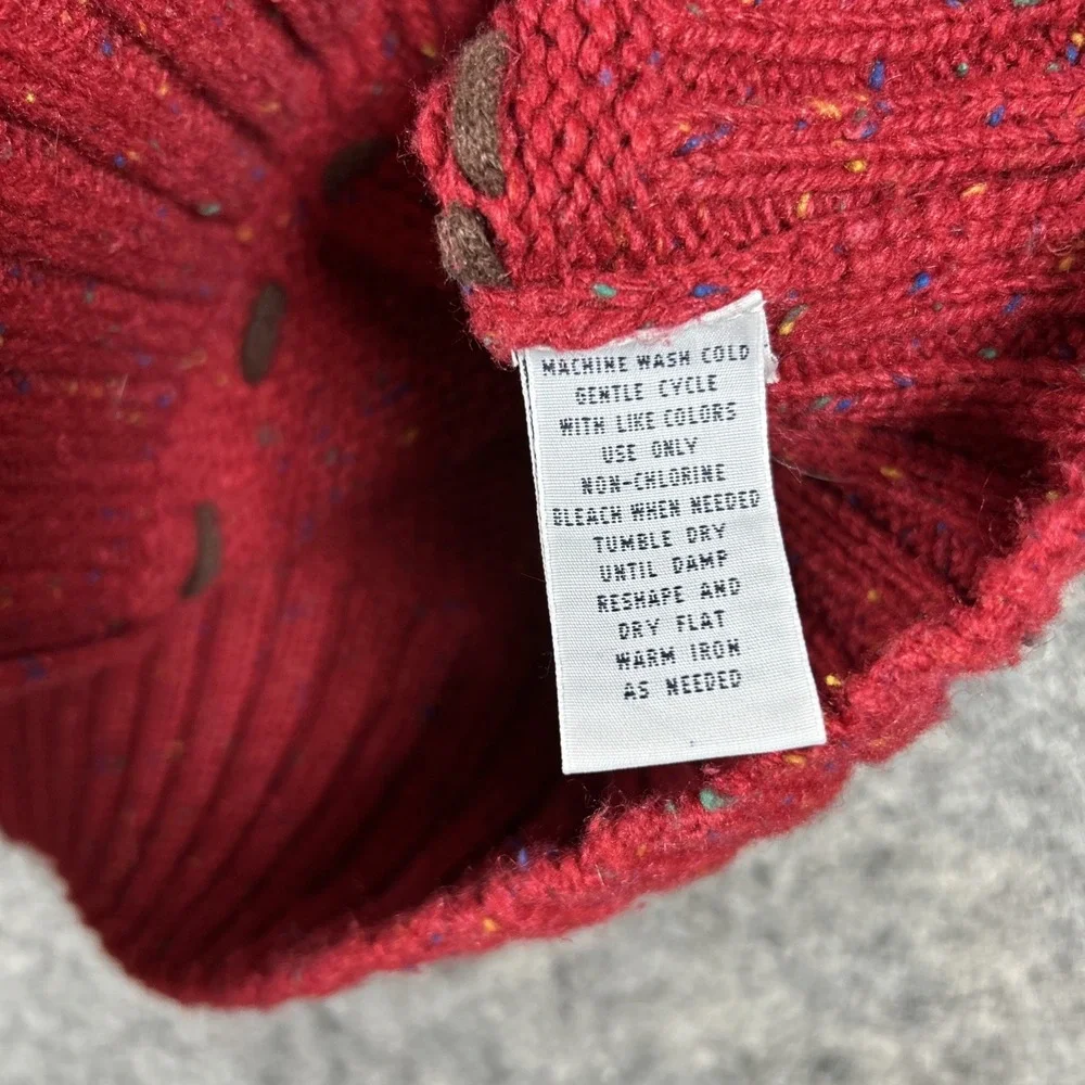 90s Cabin Creek Cable Knit Cardigan‎ Sweater Women's Large Red Full Zip Preppy
